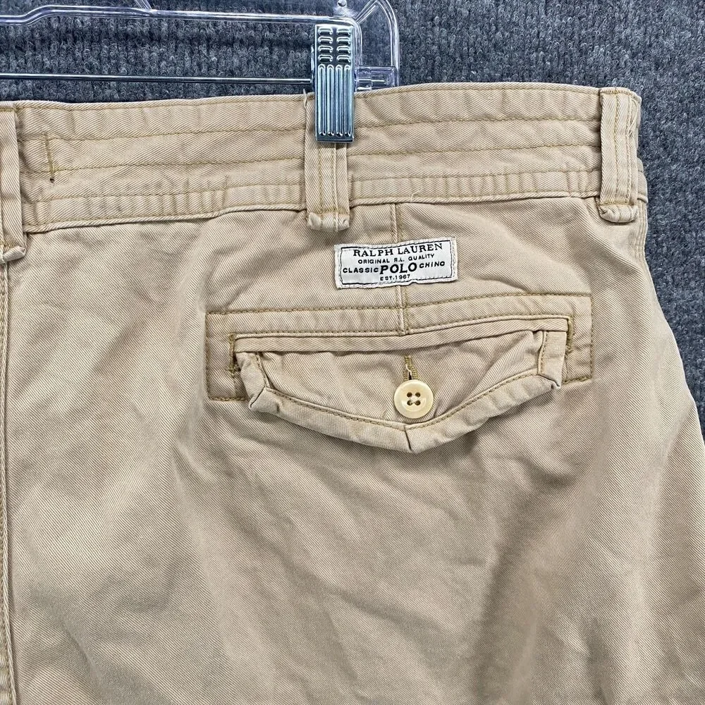Polo Ralph Lauren Shorts Men 42 Brown Cargo Wide Leg Outdoor Hiking Baggy Casual